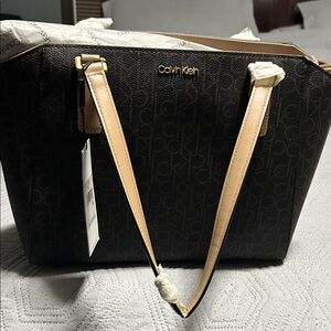 Calvin Klein Brown and Tan Tote Bag